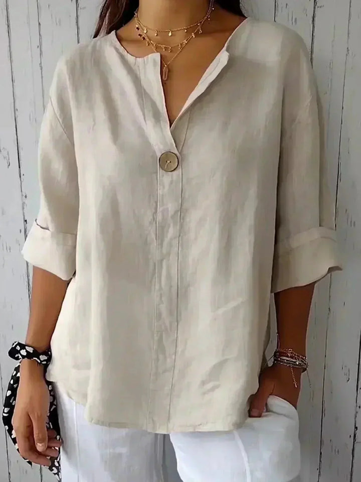 Clara Leinen V-Ausschnitt Bluse