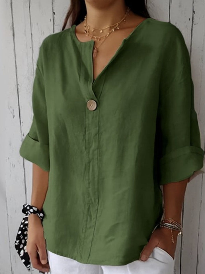 Clara Leinen V-Ausschnitt Bluse