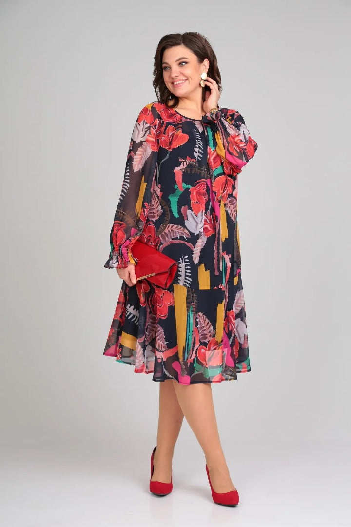 Helena | Entspanntes Blumenkleid Midi