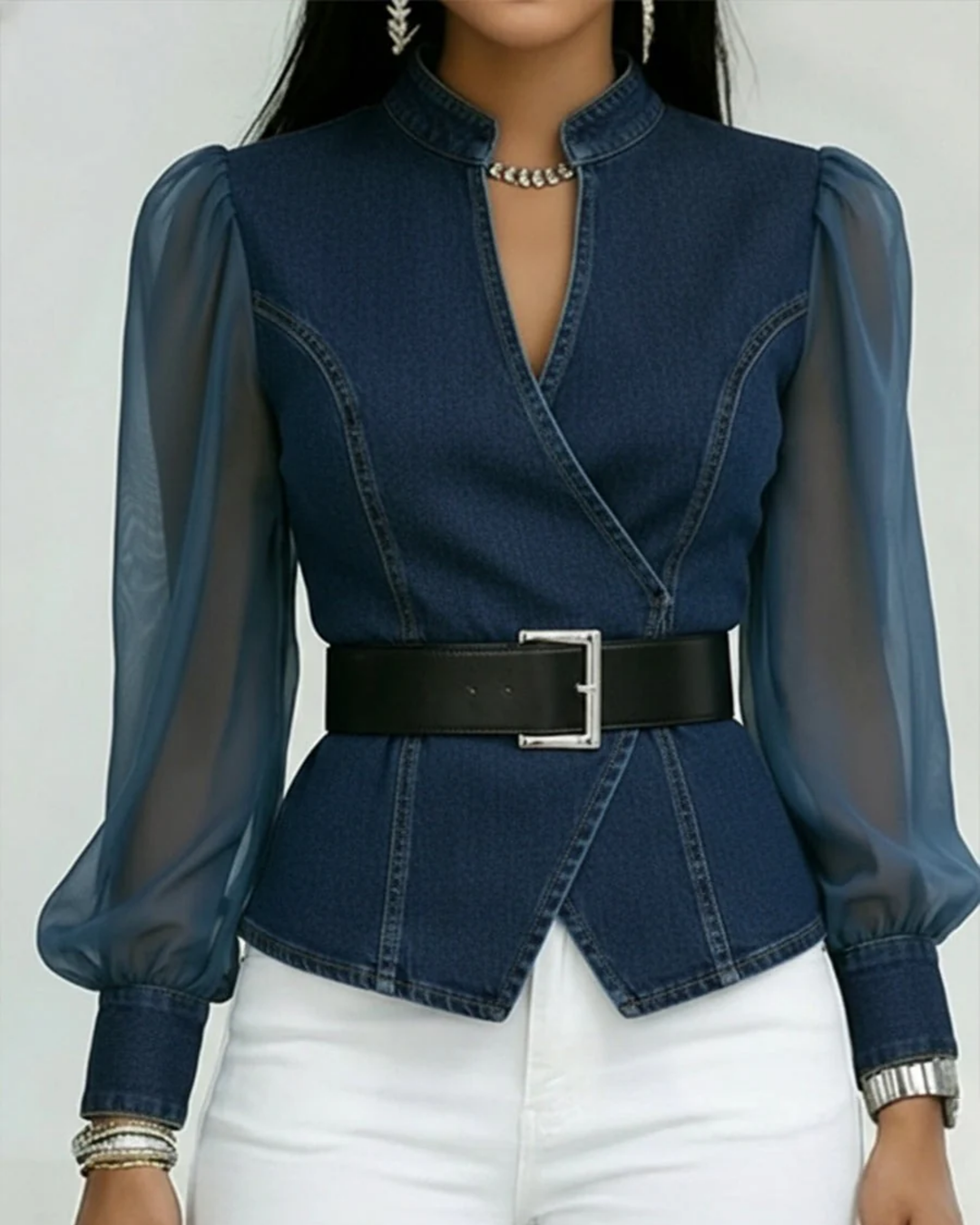 Valencia Sculpt Denim Bluse