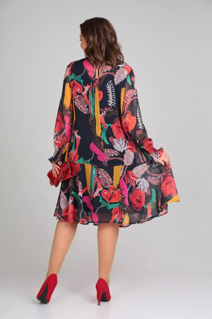 Helena | Entspanntes Blumenkleid Midi
