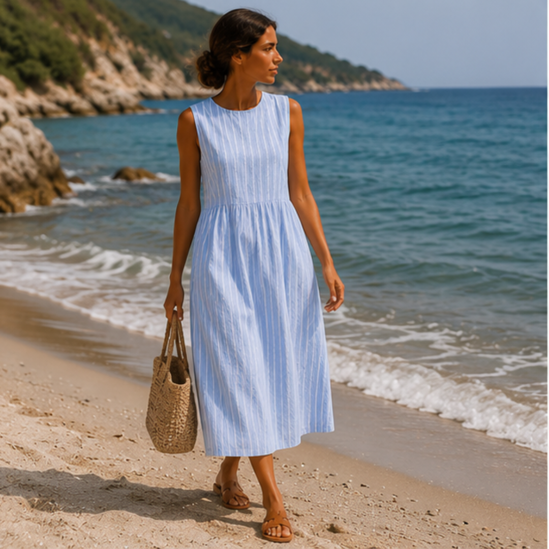 Zeitloses Streifen-Midi-Kleid