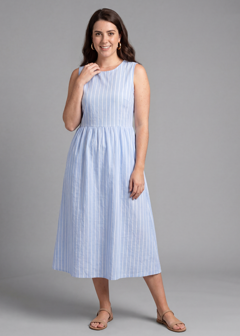 Zeitloses Streifen-Midi-Kleid
