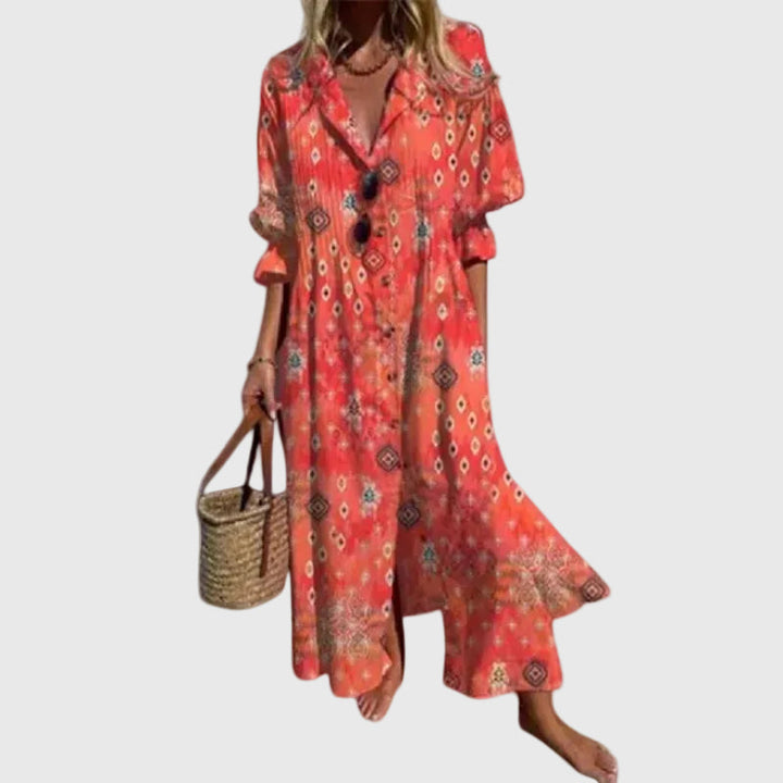 Marina | Lässiges bedrucktes Maxikleid