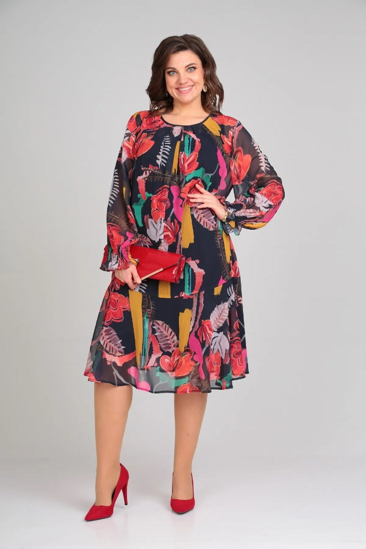 Helena | Entspanntes Blumenkleid Midi