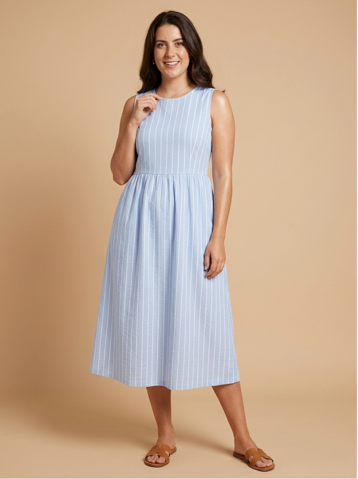 Zeitloses Streifen-Midi-Kleid