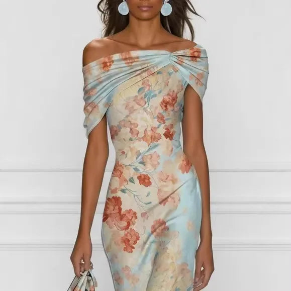 Amara | Florales Off-Shoulder-Eleganzkleid