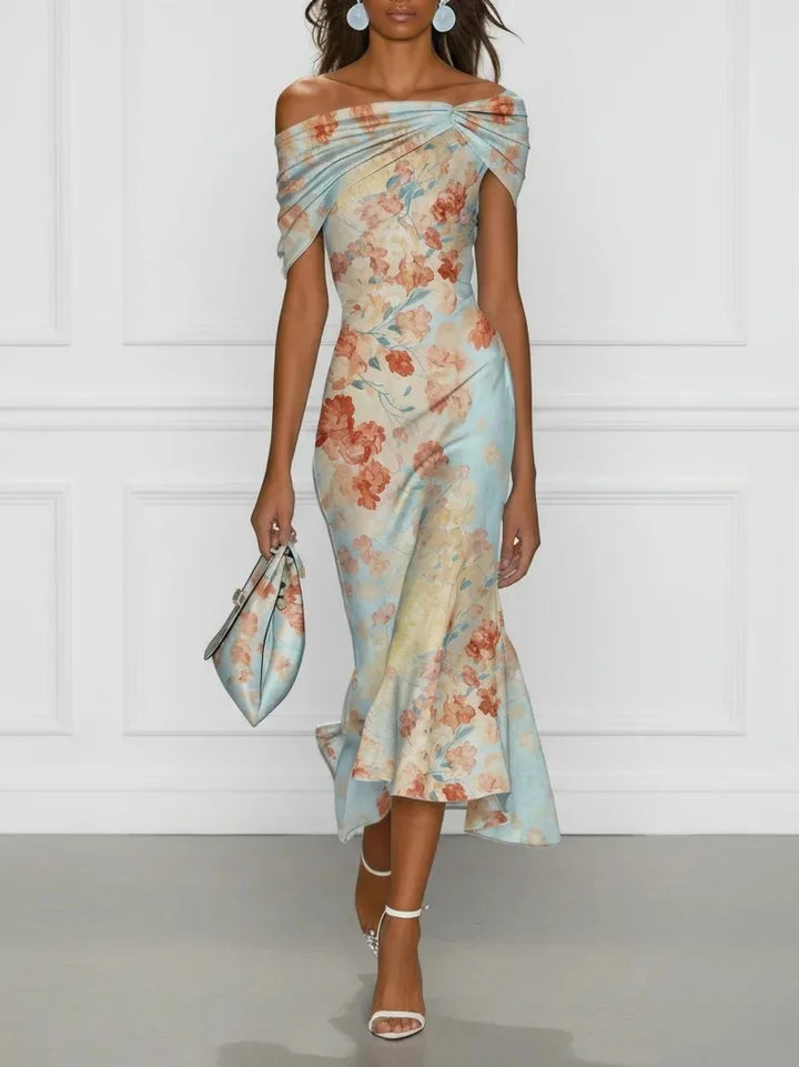 Amara | Florales Off-Shoulder-Eleganzkleid