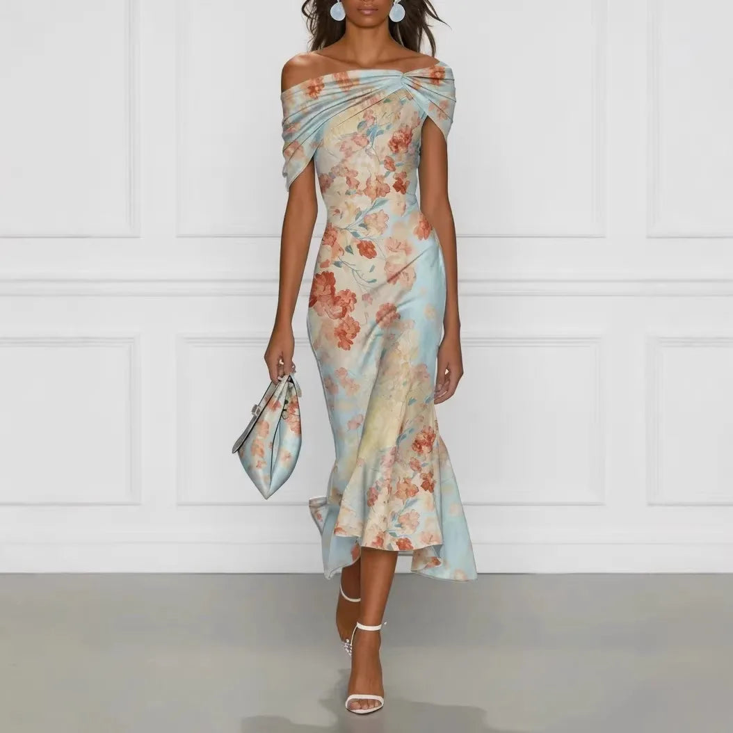 Amara | Florales Off-Shoulder-Eleganzkleid