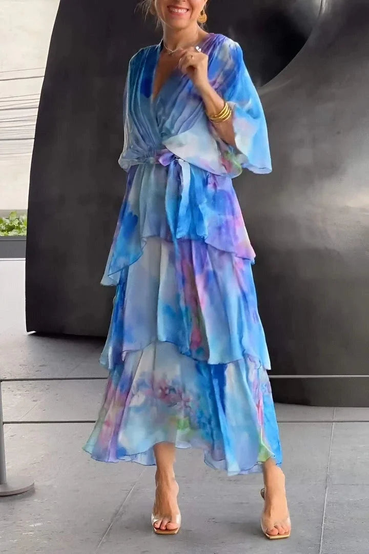 Elise | Fließendes, geschichtetes Maxikleid