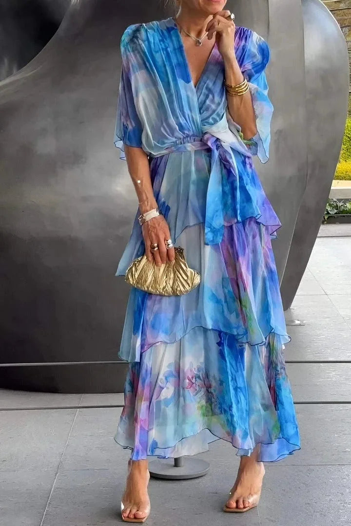 Elise | Fließendes, geschichtetes Maxikleid