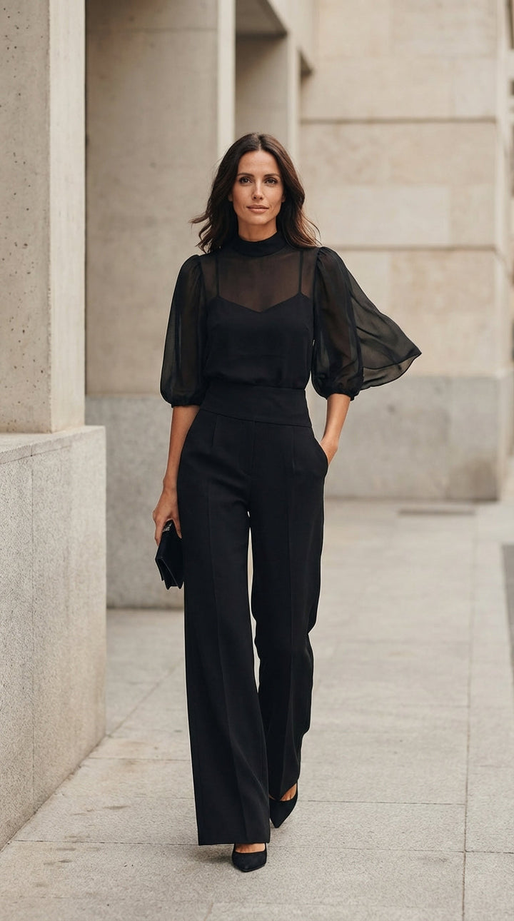 Valerie | Eleganter Jumpsuit mit transparenten Ärmeln