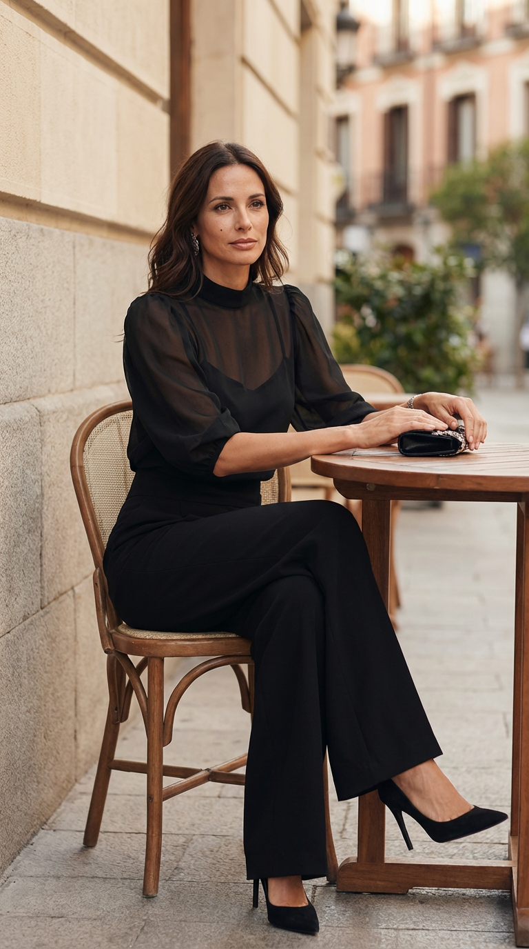 Valerie | Eleganter Jumpsuit mit transparenten Ärmeln